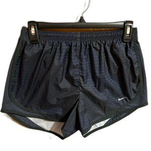 Nike Dri-Fit Athletic Running Shorts Black with Dark‎ Blue Stripes Size Medium